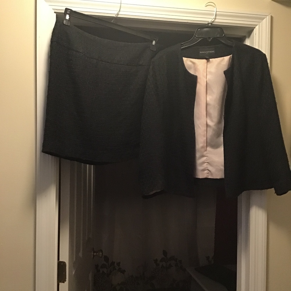 Suit - Skirt and Jacket acrylic polyester cotton pink striped liner